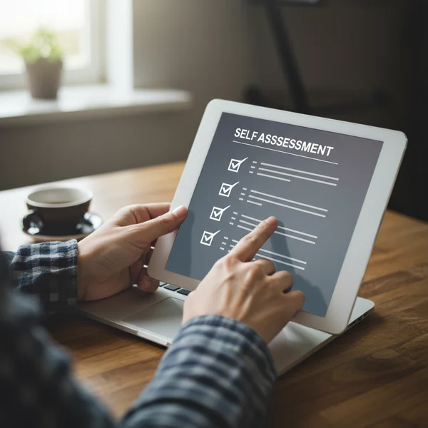 一个人正在进行在线ADHD自我评估测试