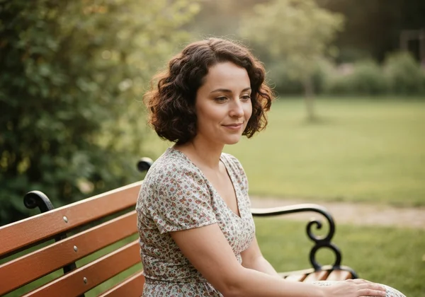 Woman contemplating, subtle ADHD symbols