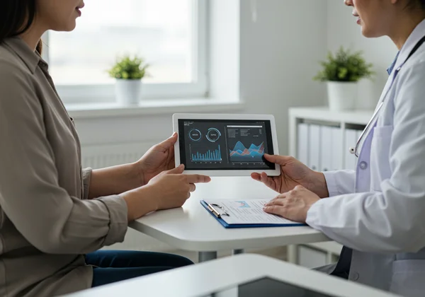 Patient discussing ADHD screening results with a doctor