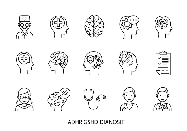 Icons representing different ADHD specialists: psychiatrist, psychologist